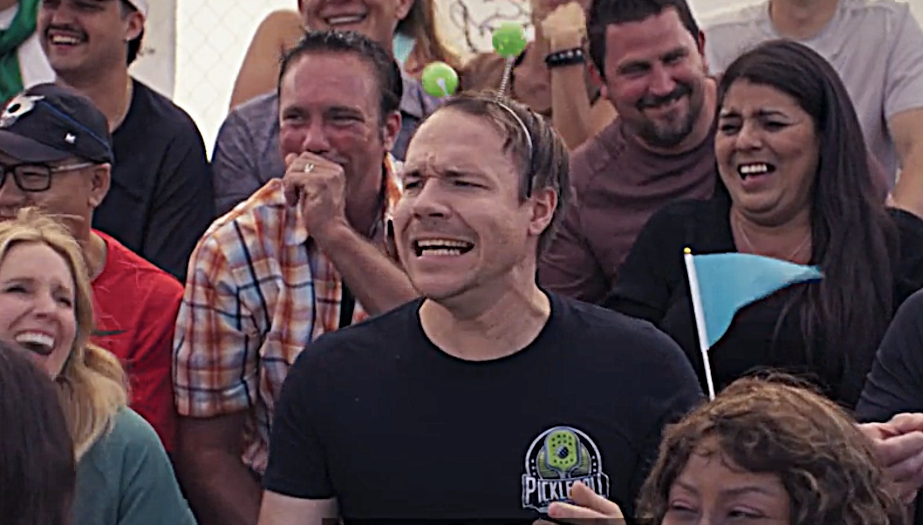 Gabriel C. Brown on set as Super Fan